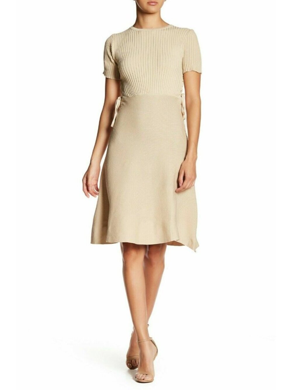 Haute Rogue Womens Side Lace-Up Fit & Flare Dress Size L